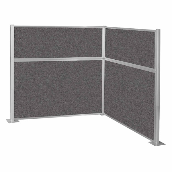 Pre-Configured Hush Panel Cubicle (L Shape) 6' x 6' L-Build Charcoal Gray Fabric